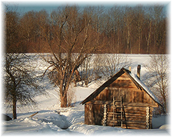 Банька в деревне зимой